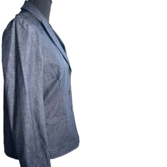 Women Gap Vintage 2000 dark denim blazer tailored structured & part lined SZ 8 - Picture 9 of 12